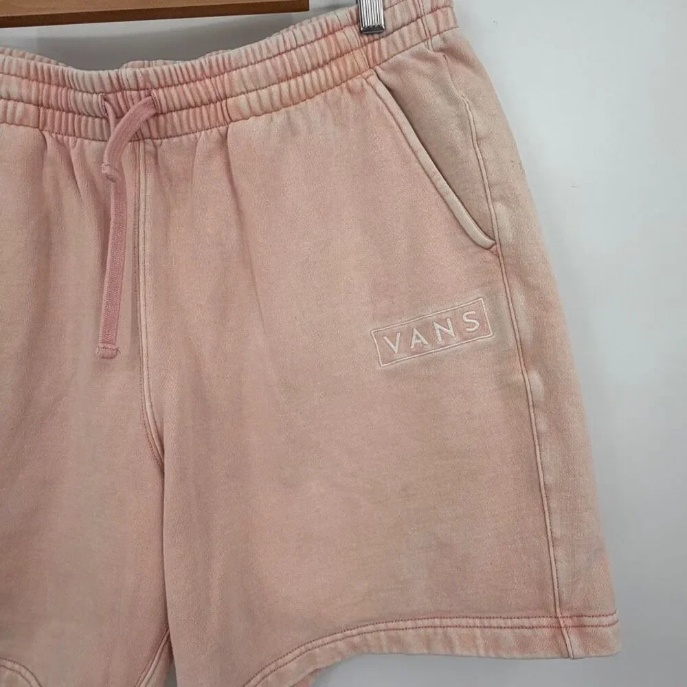 VANS Peach Mineral Wash Distressed Loose Fit Fleece Shorts Size Large